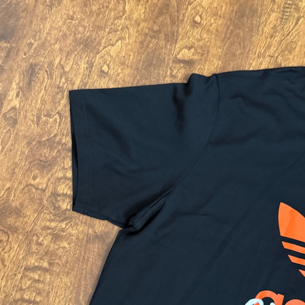 adidas Originals Black Tee with Orange Trefoil and White Script Size XXL - Picture 5 of 11